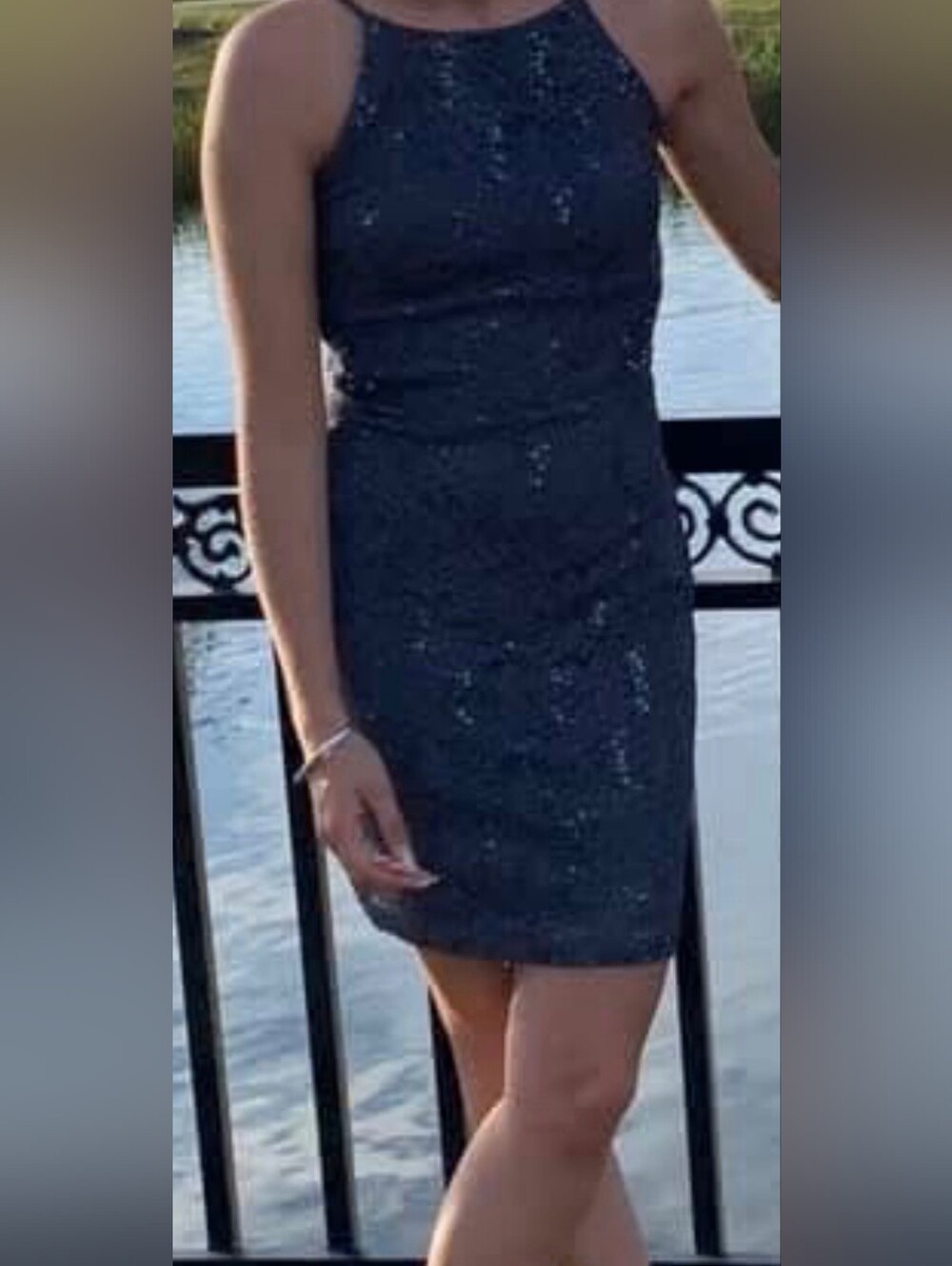 I.N. San Francisco Black Lace Mini Dress with Sequin Accents